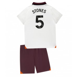 Lacne Dětský Futbalové dres Manchester City John Stones #5 2023-24 Krátky Rukáv - Preč (+ trenírky)